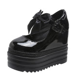 Creepers Gothiques à plateforme avec talons hauts et nœud papillon - Antre Gothique