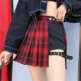 Jupe Gothique Streetwear à Carreaux Rouge et Noir