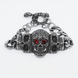 Bracelet gothique vintage avec crâne et yeux rouges