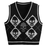 Cardigan Gothique Imprimé Tête de Mort - L'Antre Gothique