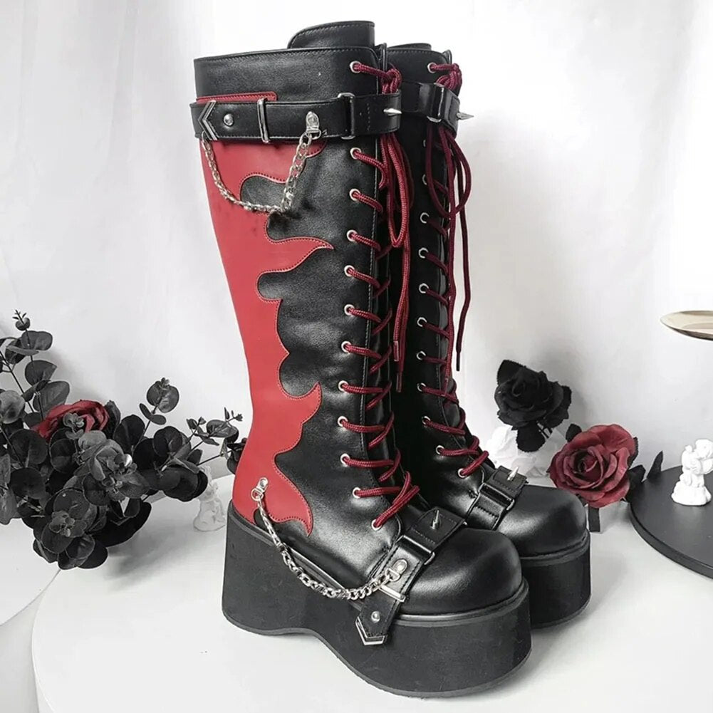 Bottes Mi-Mollet Femme à Lacets Talon Bas - Style Combat Punk Motard Gothique - Noir - Confortables & Tendance Bottes Fermeture éclair Confort Bottes Mi-Mollet Femme à Lacets Talon Bas - Style Combat Punk Motard Gothique - Noir - Confortables & Tendance Bottes Fermeture éclair Confort