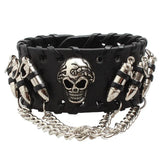 Bracelet gothique en cuir à chaînes métalliques