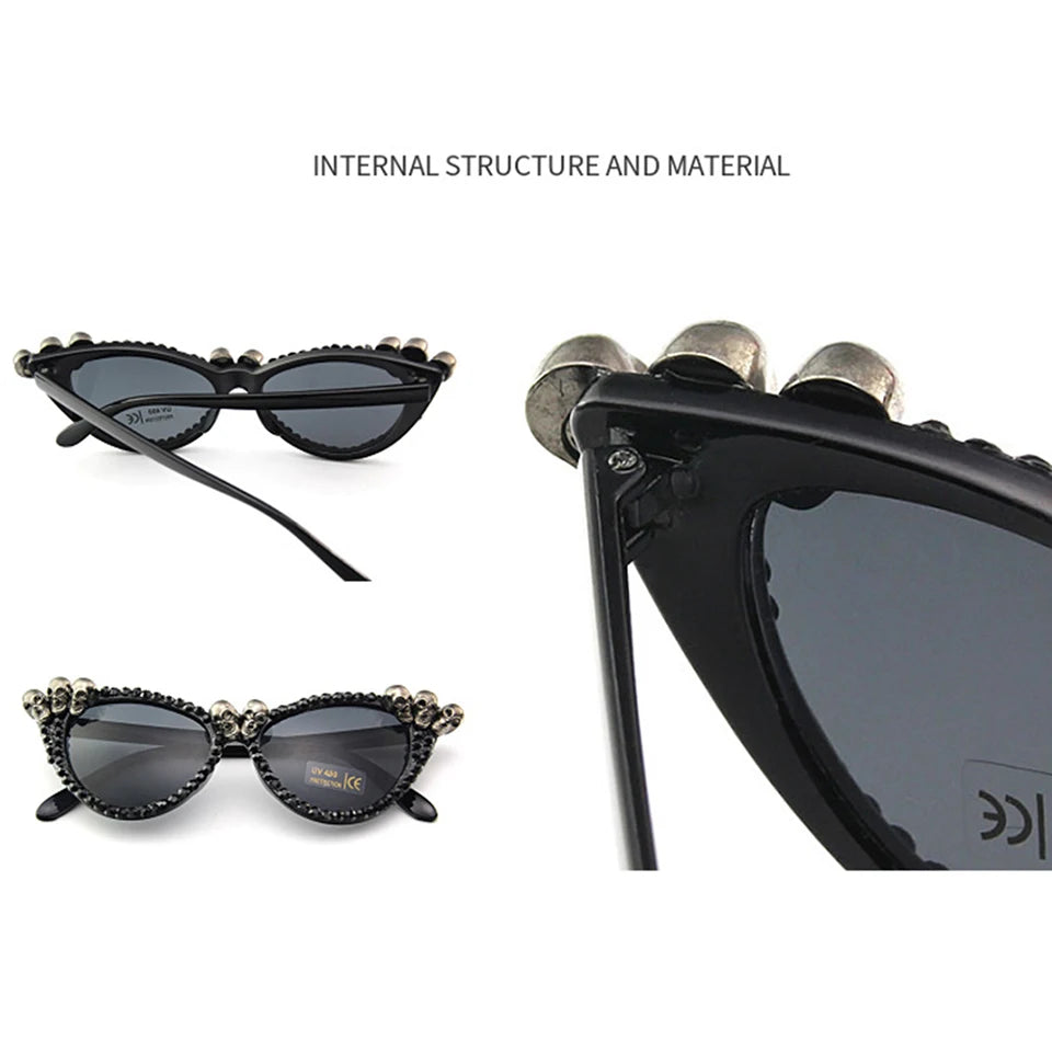Lunettes De Soleil Forme Chauve-souris - Style Gothique Punk - Verres Gris - Pour Halloween, Cosplay, Déguisement