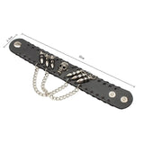 Bracelet gothique en cuir à chaînes métalliques