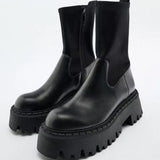 Bottes Gothiques à Semelle Compensée Noire - L'Antre Gothique
