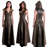 Robe Gothique à Capuche en Cuir- Antre Gothique