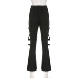 Pantalon Gothique Streetwear à Bandes - Antre Gothique