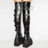 Bottes Gothiques Longues à Talons Platforme