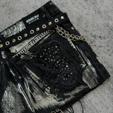 Jupe Gothique en Denim Noir avec Étoiles