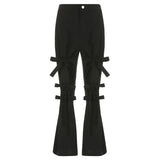 Pantalon Gothique Streetwear à Bandes - Antre Gothique
