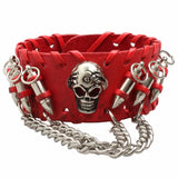 Bracelet gothique en cuir à chaînes métalliques