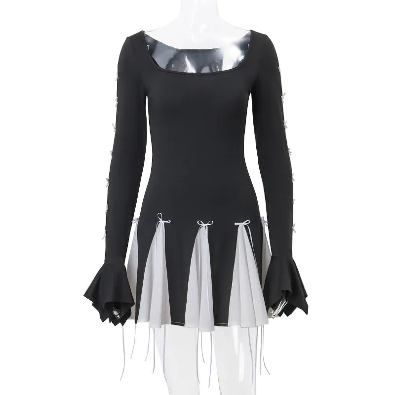 Gothic Lace-Up Mini Dress