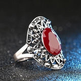 Bague Gothique <br /> Classique en Pierres Précieuses avec Cristaux - L'Antre Gothique