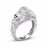 Bague Gothique Crâne Floral