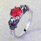 Bague Gothique <br />en Argent avec Rubis - L'Antre Gothique