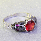 Bague Gothique <br />en Argent avec Rubis - L'Antre Gothique