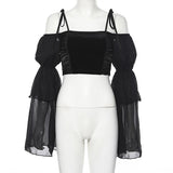 Gothic-Bluse<br> Schulterfrei