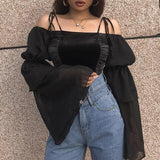 Gothic-Bluse<br> Schulterfrei