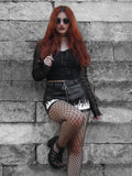Gothic-Bluse<br> Totenkopf-Ärmel