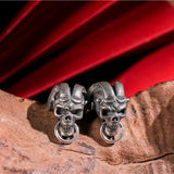 Boucle d'Oreille Gothique <br /> Crane Cornu
