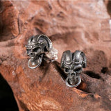 Boucle d'Oreille Gothique <br /> Crane Cornu