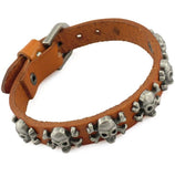 Bracelet Gothique <br /> Cuir à Tête de Mort