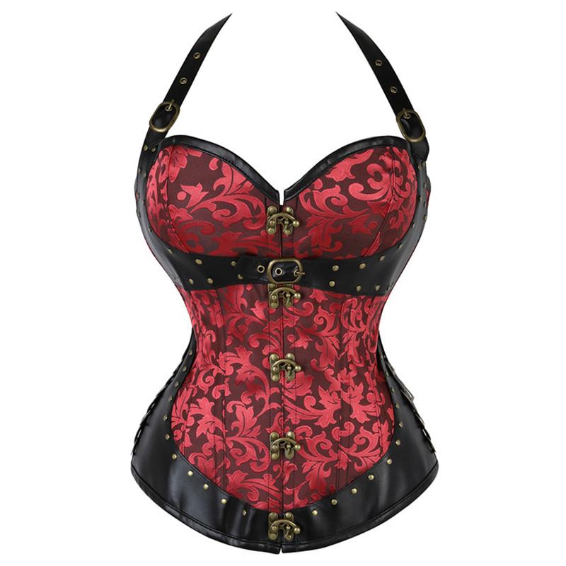 Red and Black Gothic Steampunk Corset - L'Antre Gothique Red and Black Gothic Steampunk Corset - L'Antre Gothique