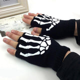 Gothic-Handschuhe<br> Schädel-Halbfinger