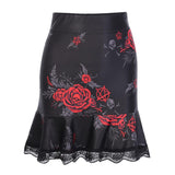 Jupe Gothique Crâne Floral