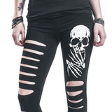 Leggings Gothique <br /> Déchiqueté avec Crâne