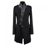 Manteau Gothique Col en Cuir
