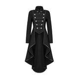 Manteau Gothique Noir Mince Plaine Plissé