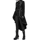Gothic Coat<br> Black Slim Plain Pleated