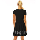 Robe Gothique <br /> Noir Imprimé de Lune en 3D - L'Antre Gothique