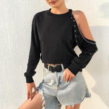 Gothic-Sweatshirt<br> Kette und Schulterfrei