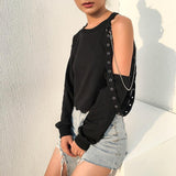 Gothic-Sweatshirt<br> Kette und Schulterfrei