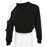 Gothic-Sweatshirt<br> Kette und Schulterfrei
