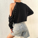 Gothic-Sweatshirt<br> Kette und Schulterfrei