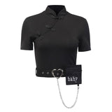 T-Shirt Gothique Ceinture avec Poche