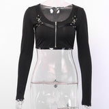 T-Shirt Gothique <br /> Court Fermeture éclair