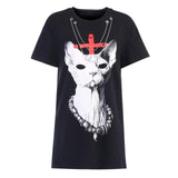 T-Shirt Gothique Imprimé Chat
