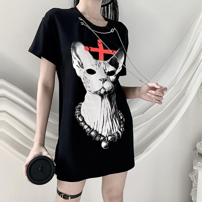T-shirt Gothique Chat Art Mystique - Noir - Taille S à 3XL - Gildan 5000 - Neuf Avec étiquette