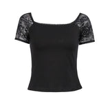 T-Shirt Gothique Manche en Dentelle