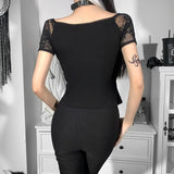 Gothic-T-Shirt<br> Spitzenärmel