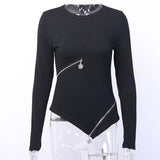 T-Shirt Gothique <br /> Moulante Fermeture Éclair