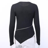 T-Shirt Gothique <br /> Moulante Fermeture Éclair