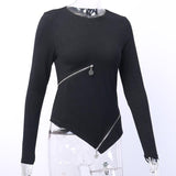 T-Shirt Gothique <br /> Moulante Fermeture Éclair