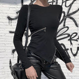 T-Shirt Gothique <br /> Moulante Fermeture Éclair