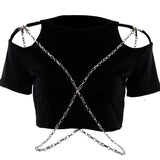 T-Shirt Gothique Noir avec Chaîne