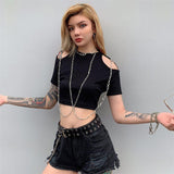 Gothic-T-Shirt<br> Schwarz mit Kette